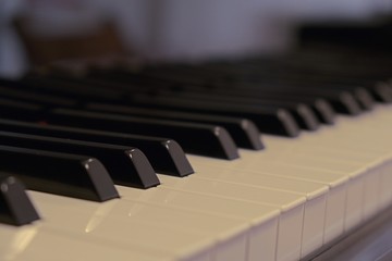Grand piano keys close up vintage with selective focus 06