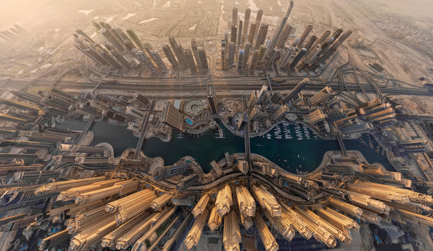 Aerial view above Dubai under development in 2010, UAE
