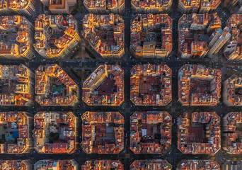 Aerial view of Barcelona superblocks