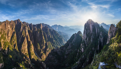 Aerial view of Huangshan mountains, China
