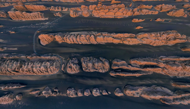 Aerial view of Dunhuang Yardang National Geopark, China