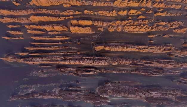 Aerial view of Dunhuang Yardang National Geopark, China