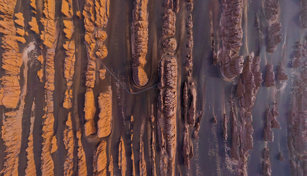 Aerial view of Dunhuang Yardang National Geopark, China
