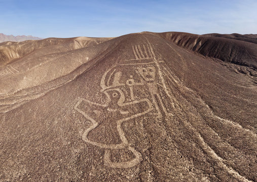 Aerial view of the Geoglyphs in Palpa Valley, Peru.