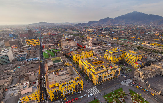Aerial view of Lima downtown, Peru.