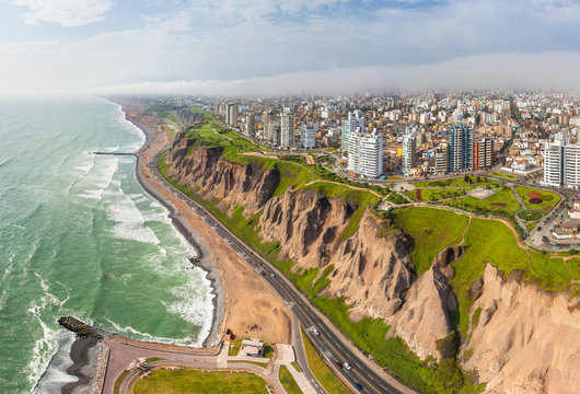 Aerial view of  La Punta district, Lima, Peru