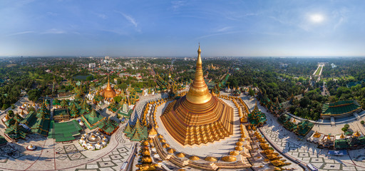 Aerial view of Shwedagon Pagoda, Myanmar