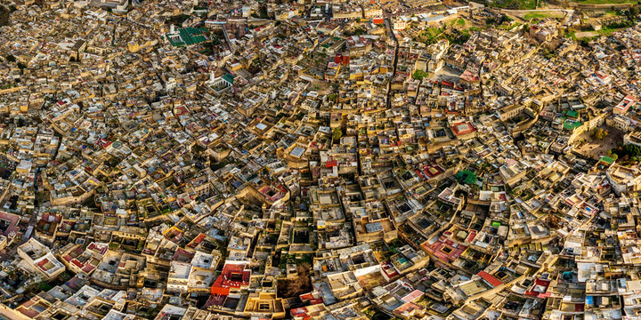 Aerial view of Fes neighborhood, Morocco