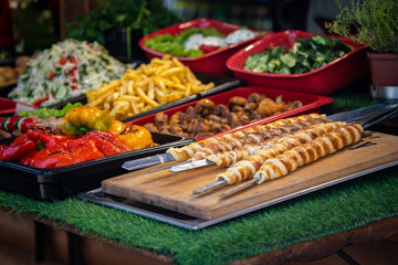 Making kebab georgian national culture meat food barbeq smoked street food