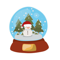 merry christmas crystal ball with snowman