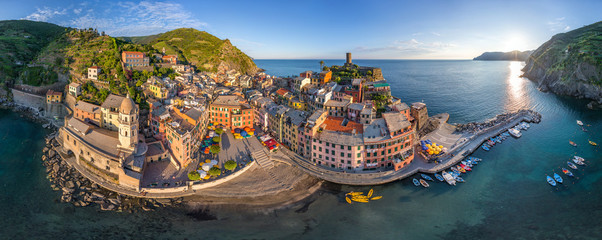 Panoramic aerial view of Vernazza, Italy