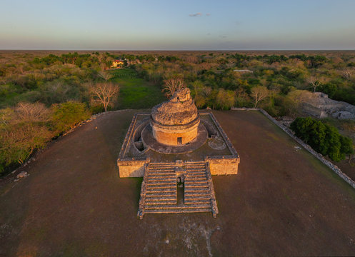 Aerial view of Maya Pyramids, Chichen Itza, Mexico