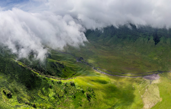 Aerial view of Bromo Tengger Semeru National Park, Indonesia