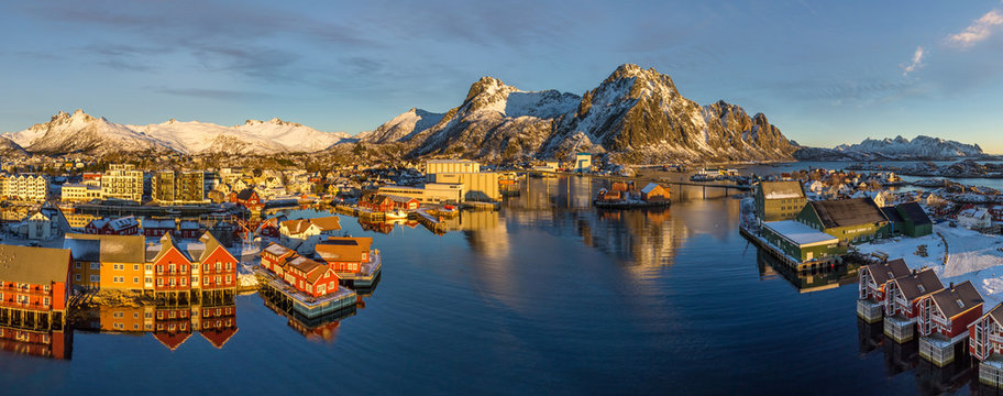 Aerial image of Svolv&Ecirc;r, Lofoten archipelago, Norway