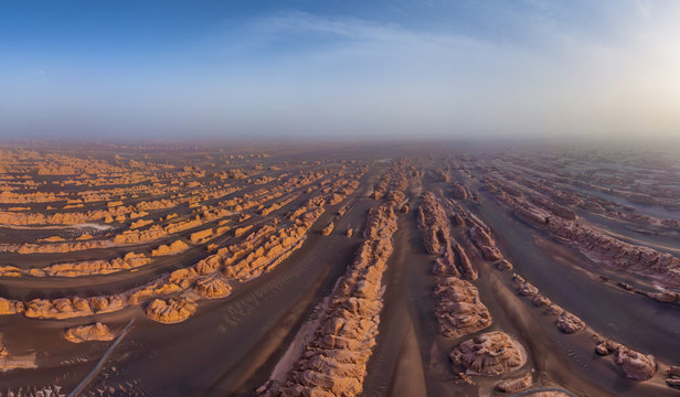 Aerial view of Dunhuang Yardang National Geopark, China