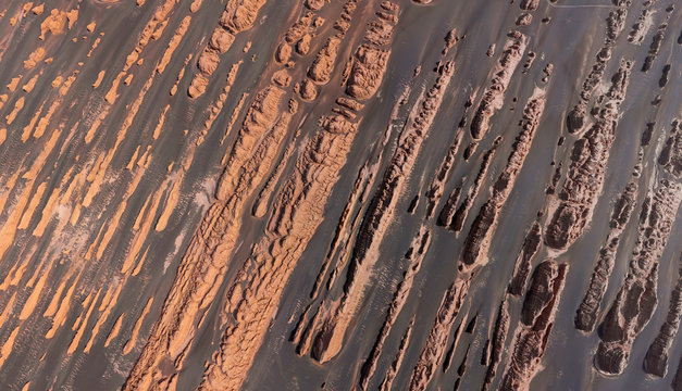 Aerial view of Dunhuang Yardang National Geopark, China