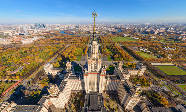 Aerial view of State University at Moscow, Russia