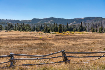 Obraz premium Wooden fence in a field