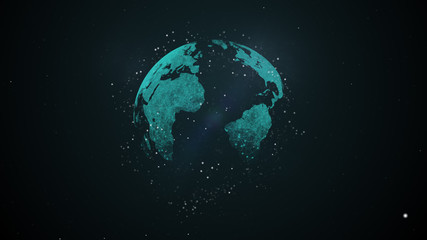 Planet Earth hologram globe communication and worldwide business concept.