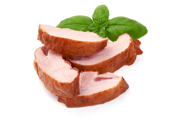 Smoked Chicken thighs, isolated on white background