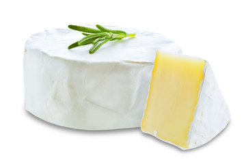Brie cheese on a white isolated background