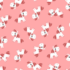 White pony pattern on pink background