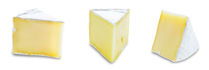 Brie cheese on a white isolated background