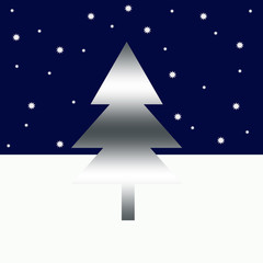Obraz premium Illustrazione natalizia, sfondo notturno innevato con abete