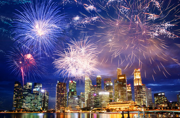 fireworks on Singapore skyline new years eve