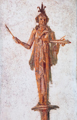 Ancient Rome, decoration of a female figure in a fresco of ancient Pompeii