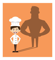 Chef Cartoon - Standing in Positive Attitude