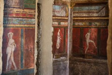 Ancient Rome, detail of the ancient painting in Pompeii.