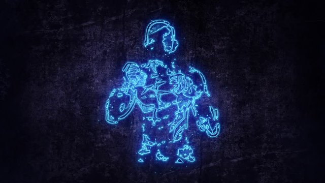 Blue Fighter Boxer Intro Logo with Reveal Effect Background