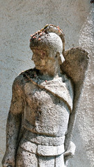 Statue of the ancient warrior. Frankopan Castle. Severin na Kupi. Croatia - obrazy, fototapety, plakaty