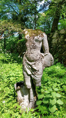 Statue of a woman in abandoned park. Frankopan Castle. Severin na Kupi. Croatia - obrazy, fototapety, plakaty