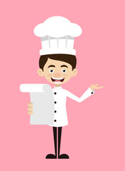 Chef Cartoon - Holding a Paper and Announcing