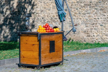 Pomegranate and orange juice stand in Telavi
