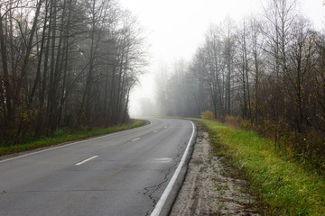 Road in the countryside in late autumn.