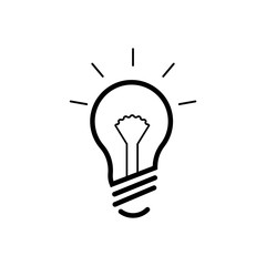 Vector light bulb black icon. Idea concept. Outline sign of bulb. Vector illustration. Isolated
