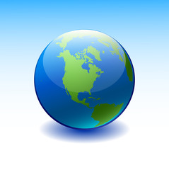 globe on blue background