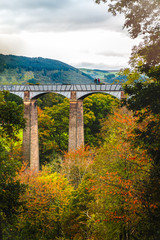Fototapeta na wymiar Pontcysyllte Aqueduct with Llangollen Canal in Wales, UK