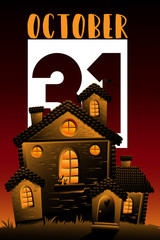 Set of Halloween party poster. card or flyer with halloween elements. halloween house. Vector EPS 10