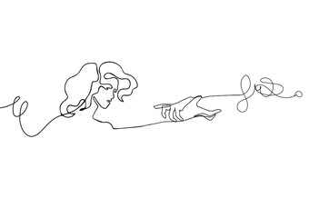 sketch of woman with bow continuous line