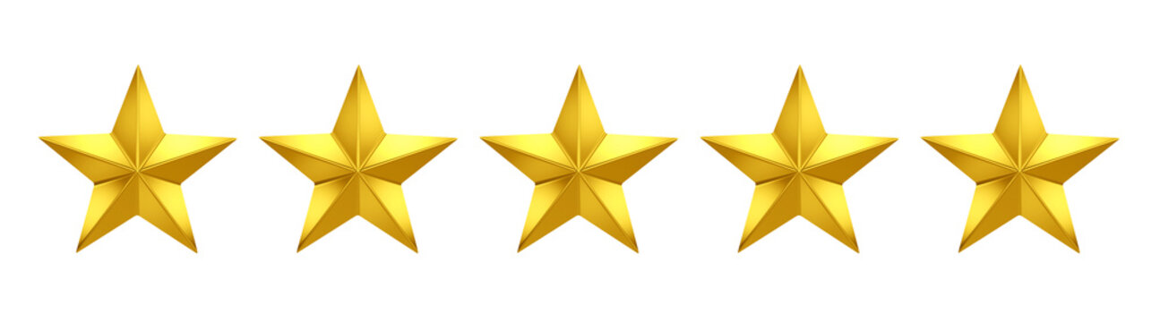 5 out of 5 stars rating. Five golden stars