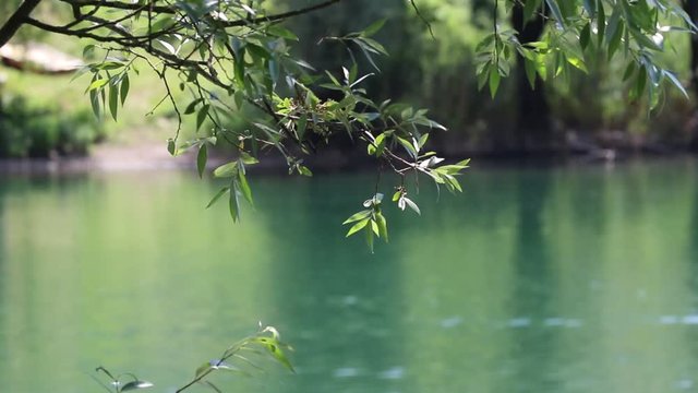 Landscape nature and a water mist at Idro lake, Brescia province, Italy
