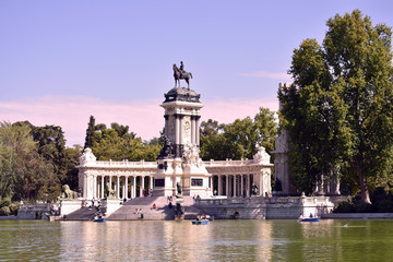 Fototapeta na wymiar Monument a Alfonso XII in the garden of the Retiro Park in Madrid. Spain. Europe. September 18, 2019