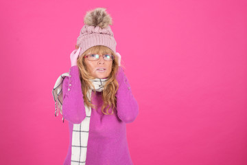 adult woman with winter clothes and hat