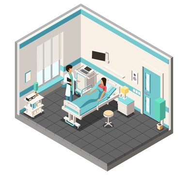 Medical concept. Doctor and patient in Hospital Room.