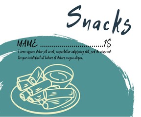 Drawn sketches of food and drinks. Icons and symbols can be used on the website or in the restaurant menu, illustrations for recipes or price pages, Menu food icons handmade chalk on a blackboard