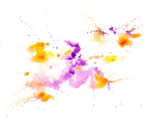 Hand-painted colorful elements isolated on white background. Watercolor spot. Colored iridescence watercolor on white paper. Watercolor hand painted art background for scrapbooking design